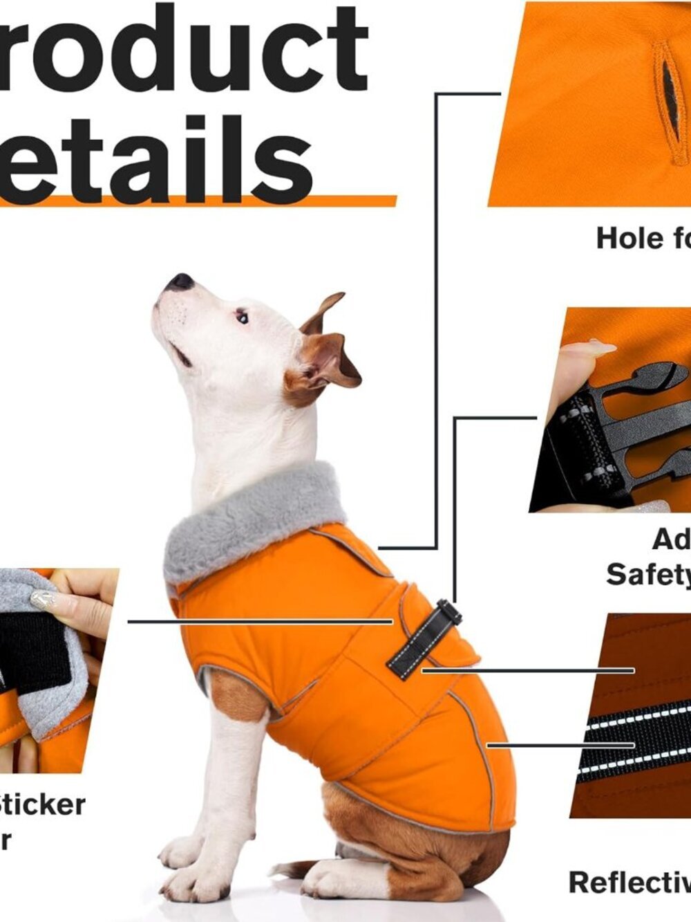 Lelepet Dog Coat Waterproof Dog Jacket Reflective Fleece Vest